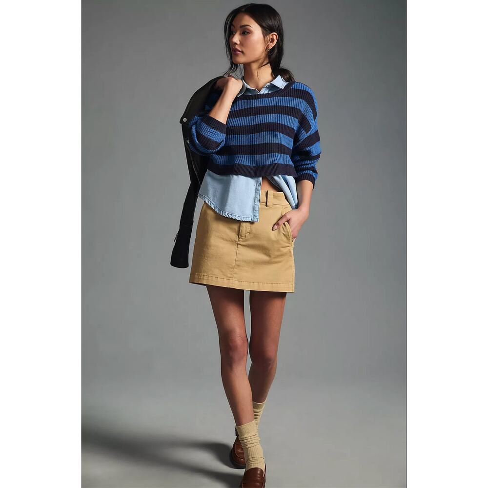 Anthropologie Pilcro Layered Twofer Sweater - Blue Stripe Chambray - M - Picture 4 of 11